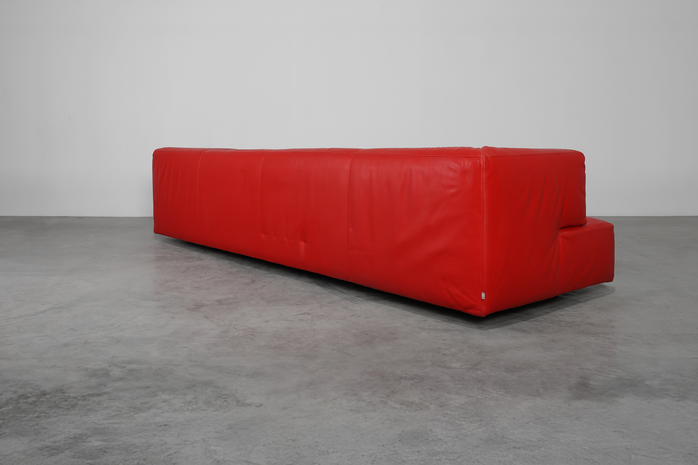 Red Mid-century 3-seater Leather Sofa by Edra, Italy 2000thumbnail